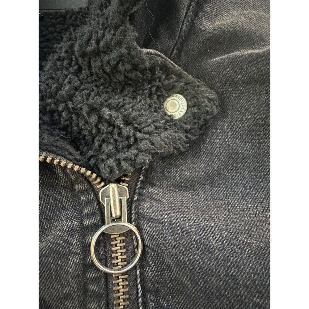 Lucky Brand Denim Sherpa Lined Moto Jacket Women's Large Asymmetrical - Picture 8 of 9